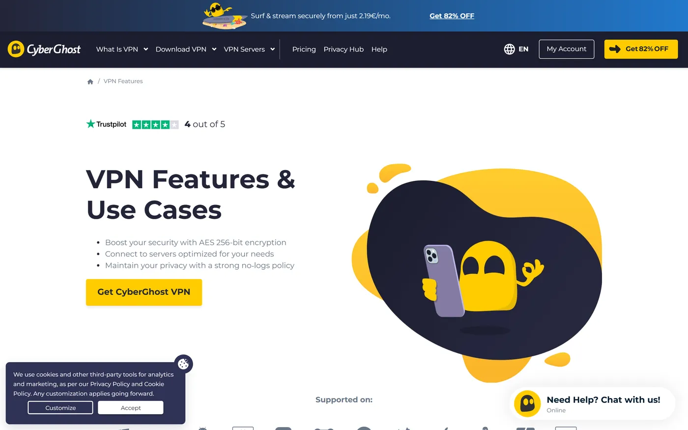 CyberGhost product page