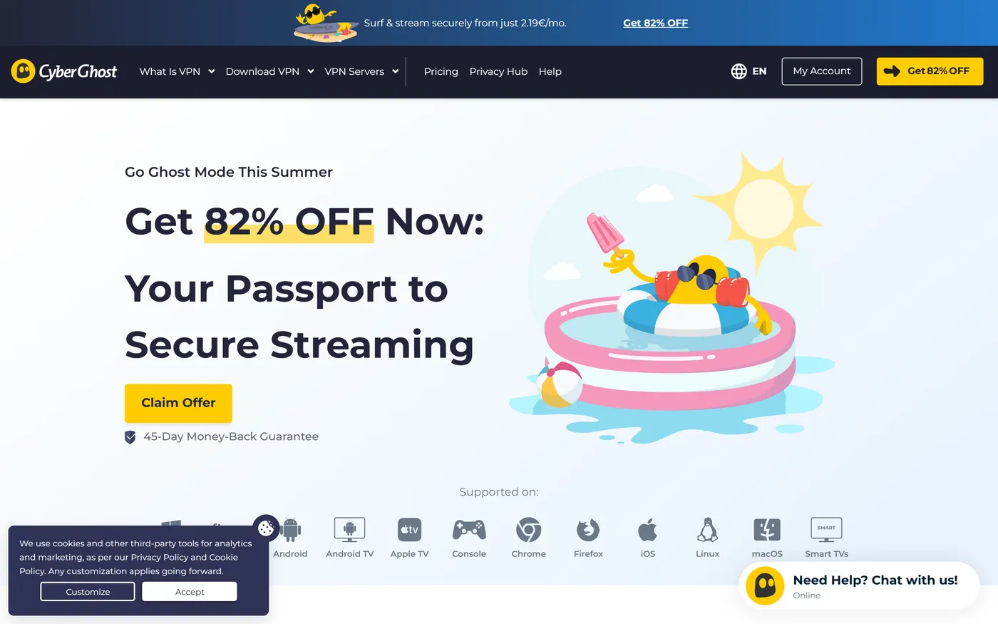 CyberGhost homepage
