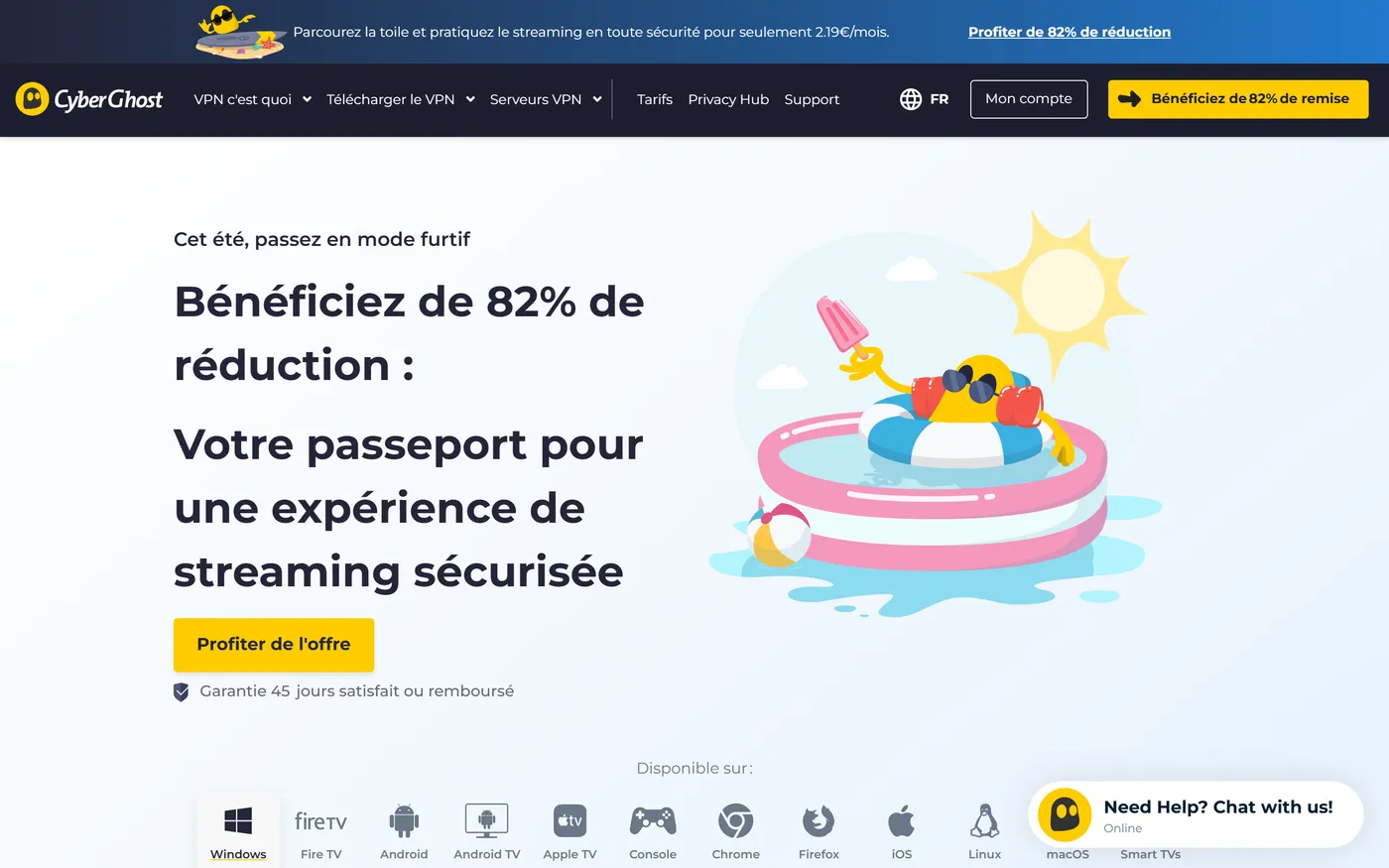 Page d'accueil de CyberGhost
