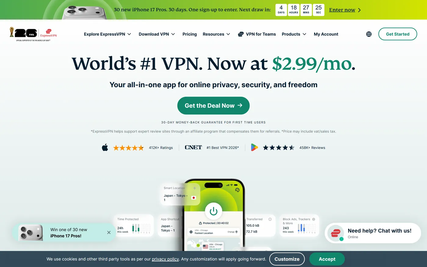 ExpressVPN homepage