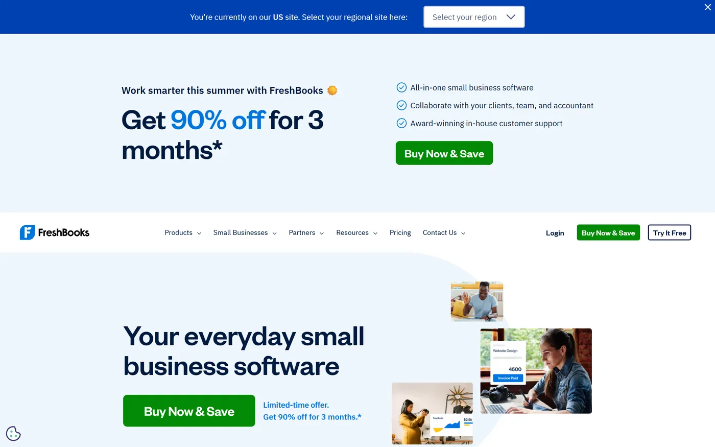 FreshBooks homepage
