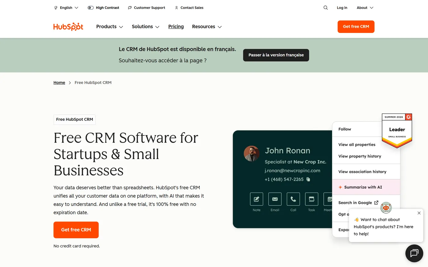 HubSpot homepage
