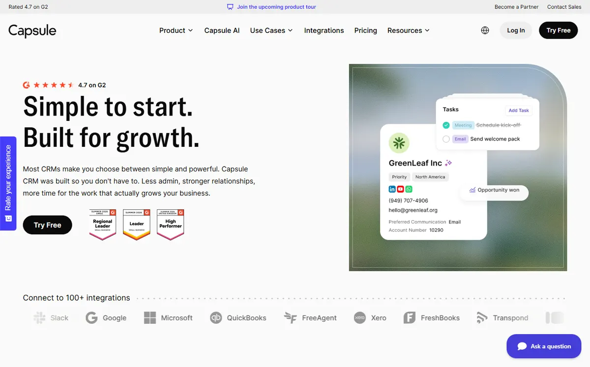 Capsule CRM official website
