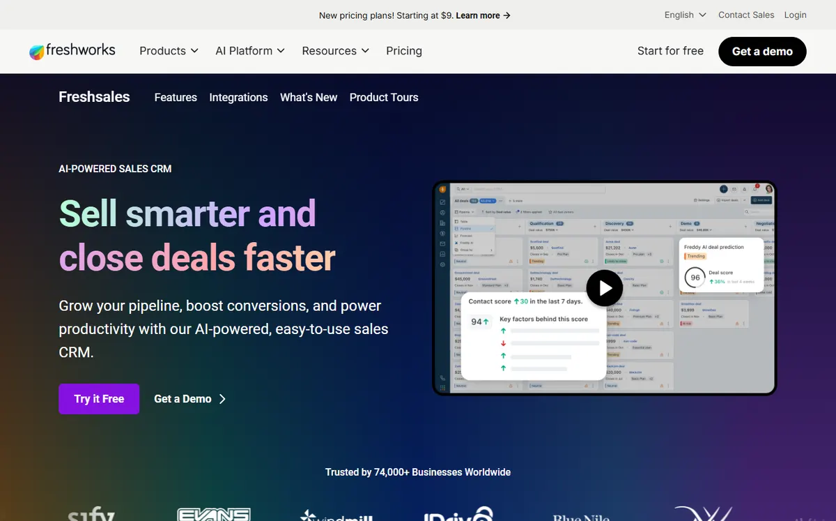 Freshsales official website