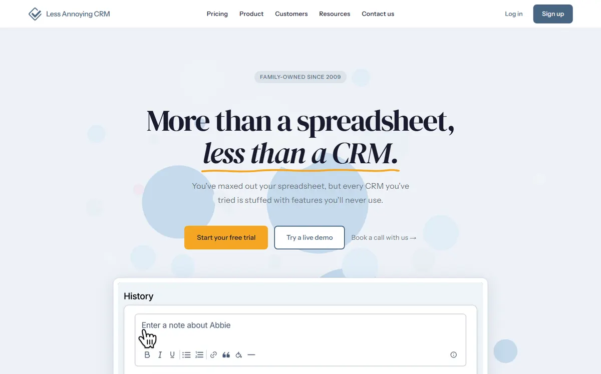 Less Annoying CRM official website