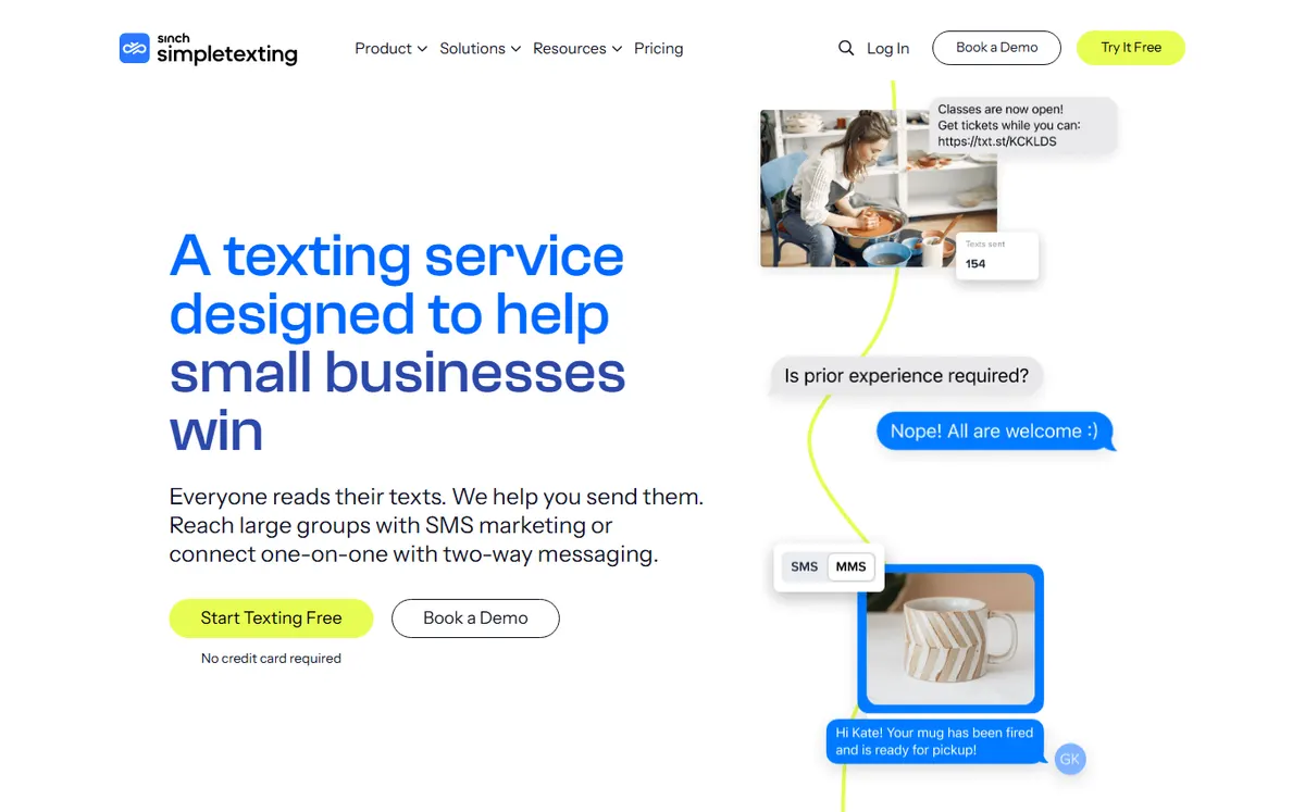 SimpleTexting official website