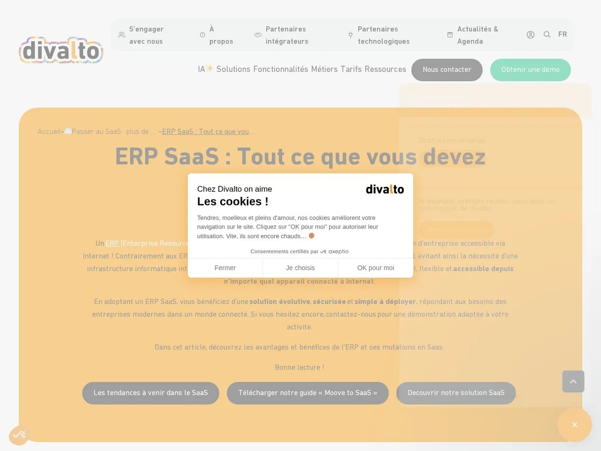 Interface de Divalto Infinity