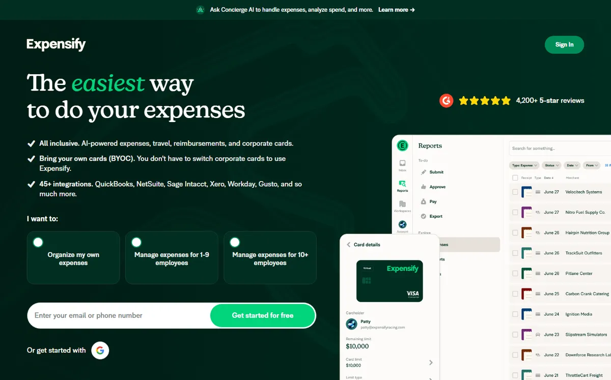 Expensify official website