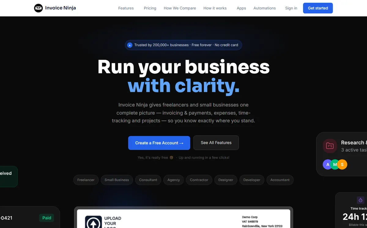Invoice Ninja official website