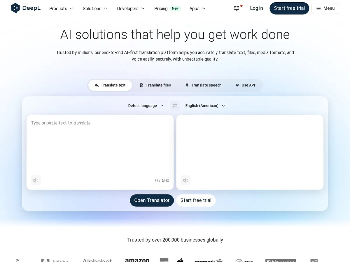 Interface de DeepL