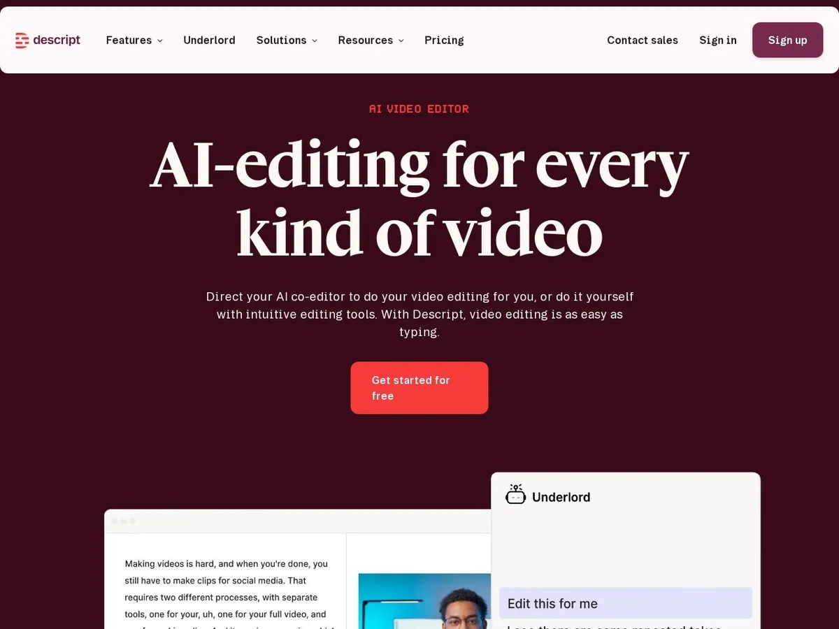 Descript interface