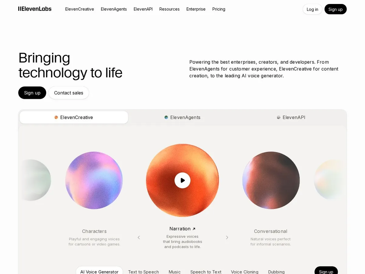 ElevenLabs interface