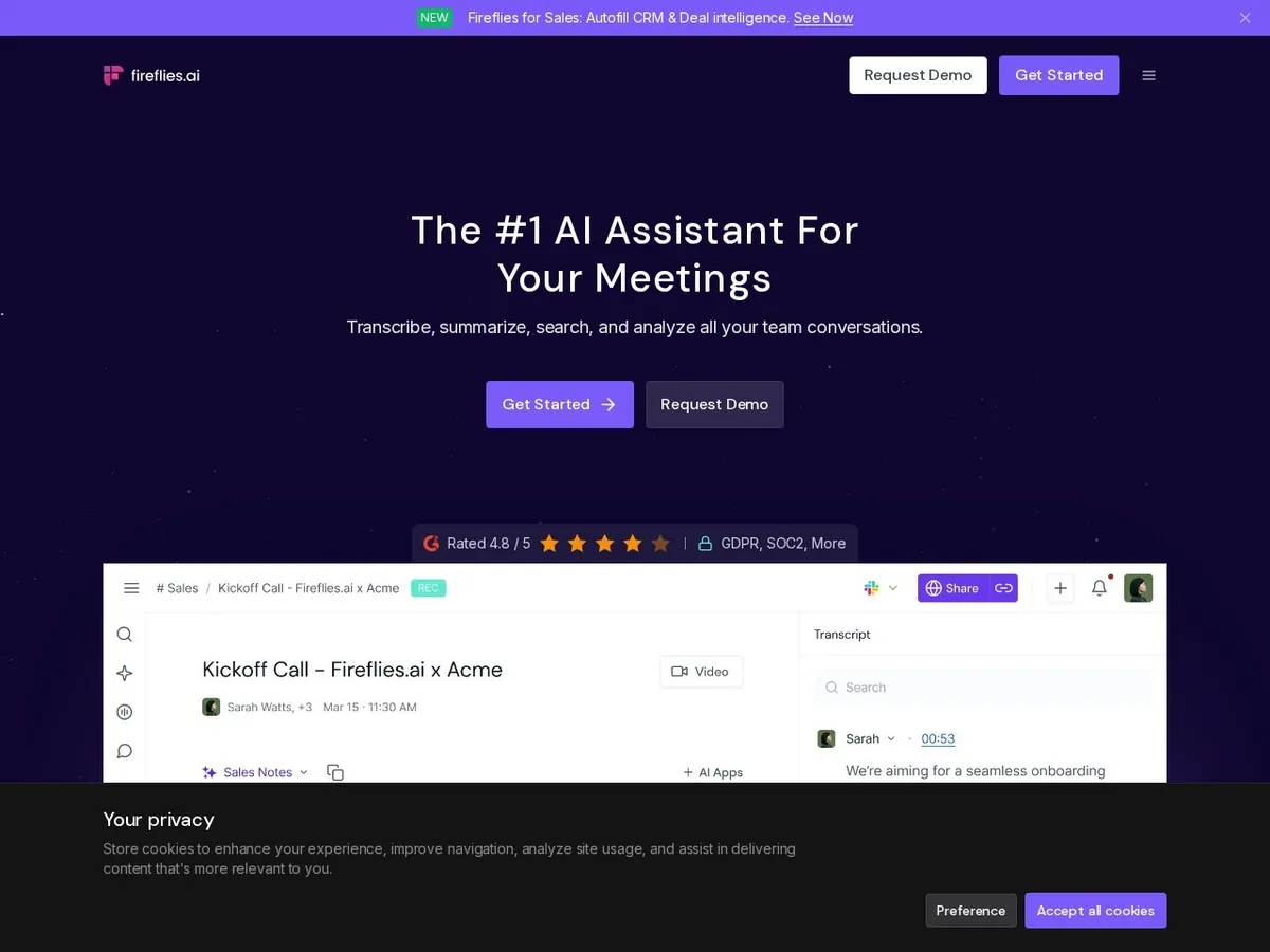 Interface de Fireflies.ai