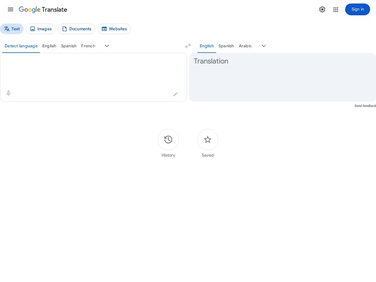 Interface de Google Translate