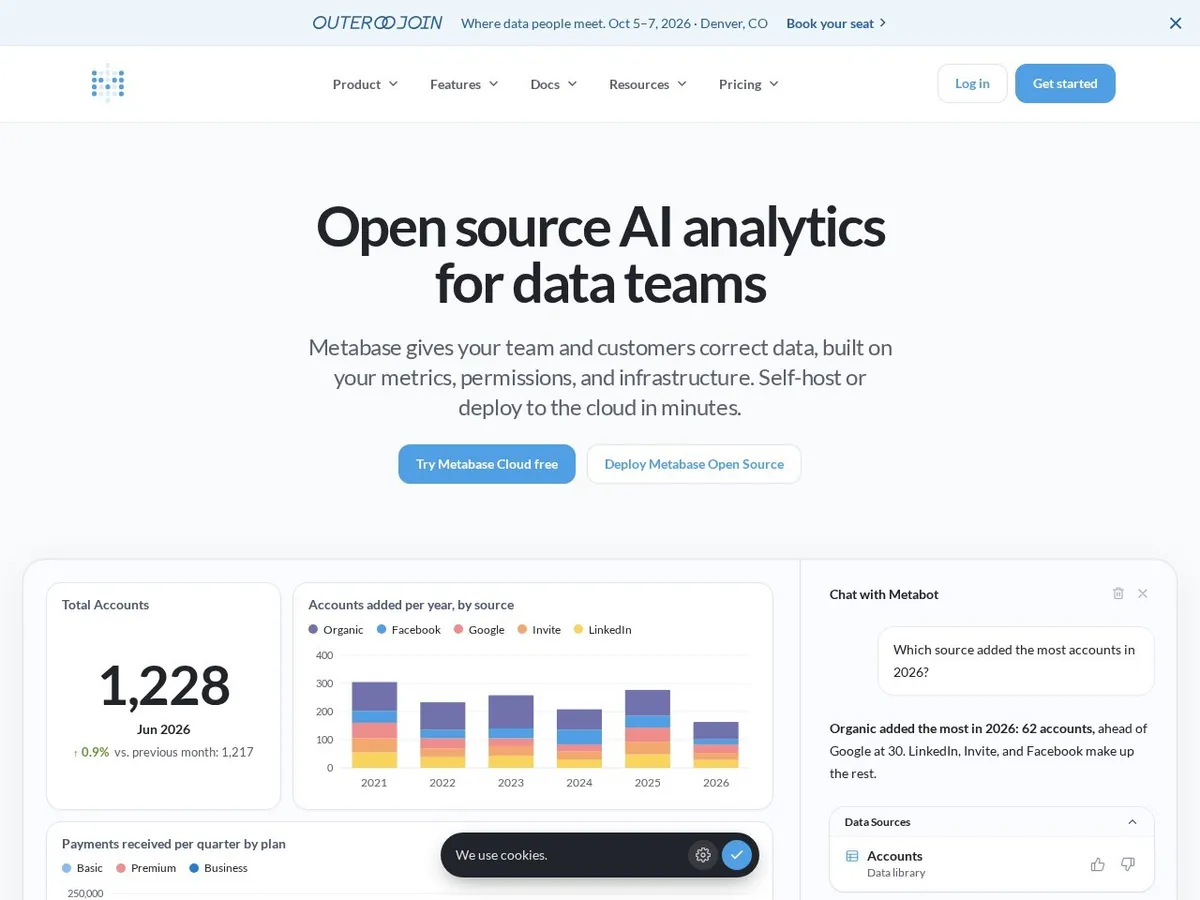 Interface de Metabase