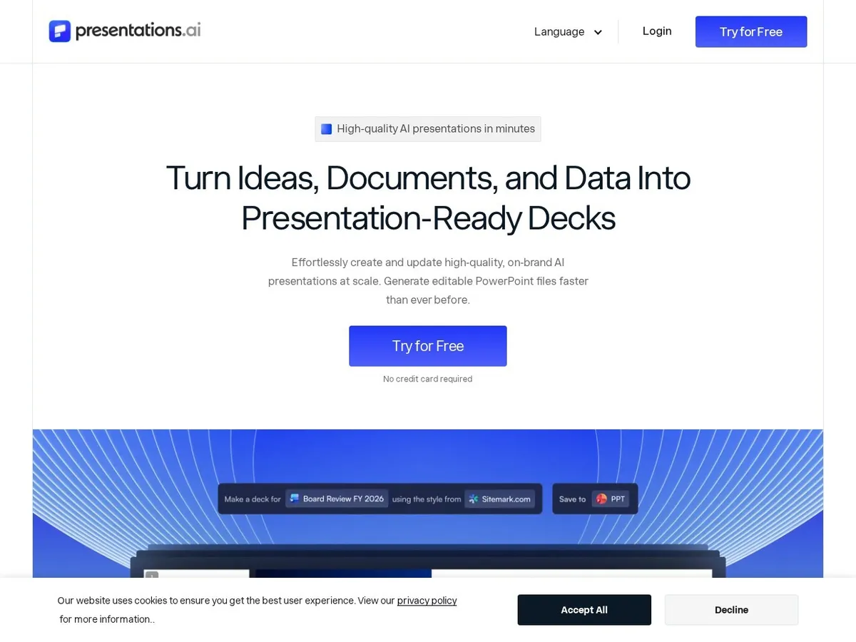 Interface de Presentations.ai