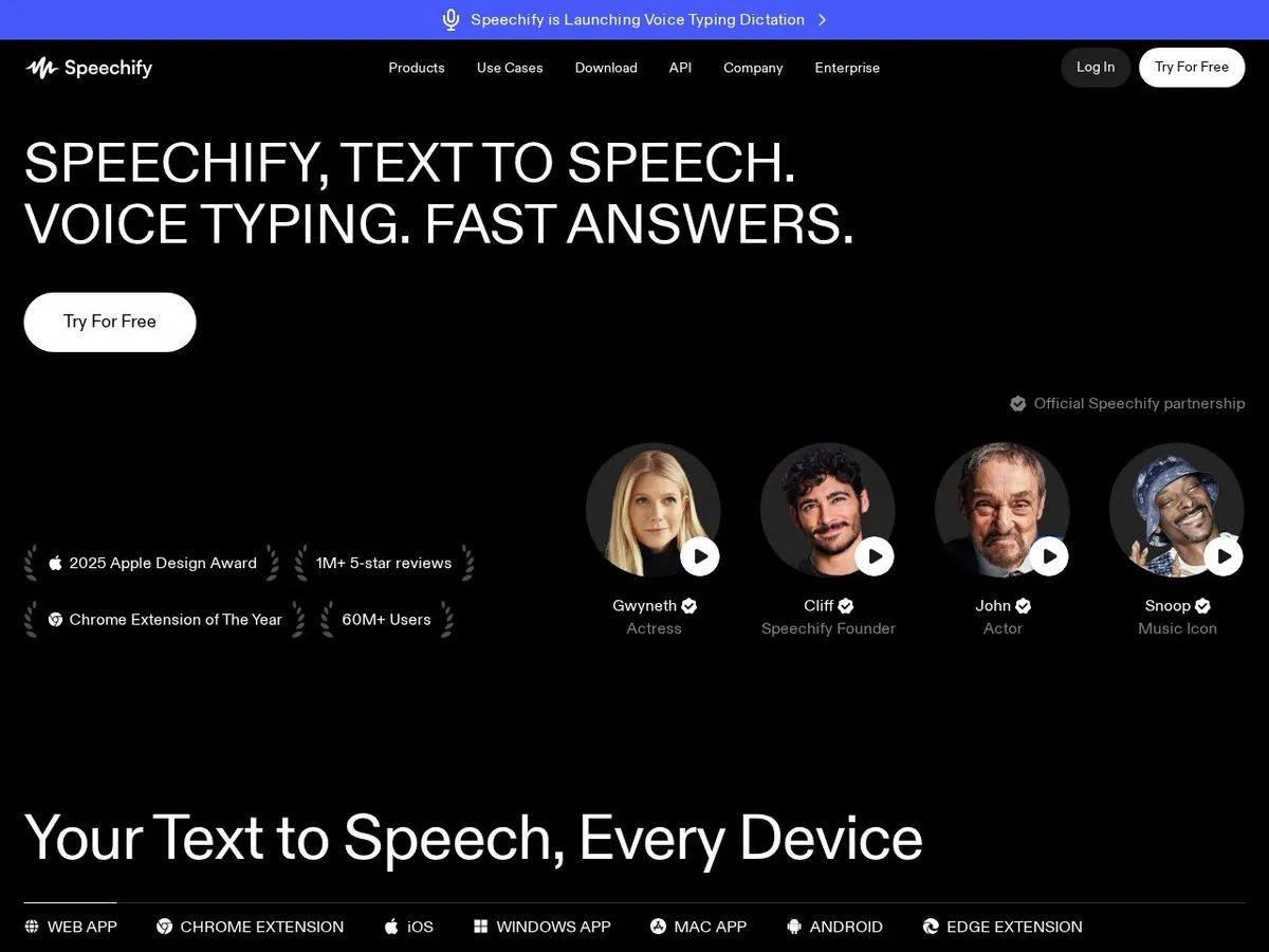 Speechify interface