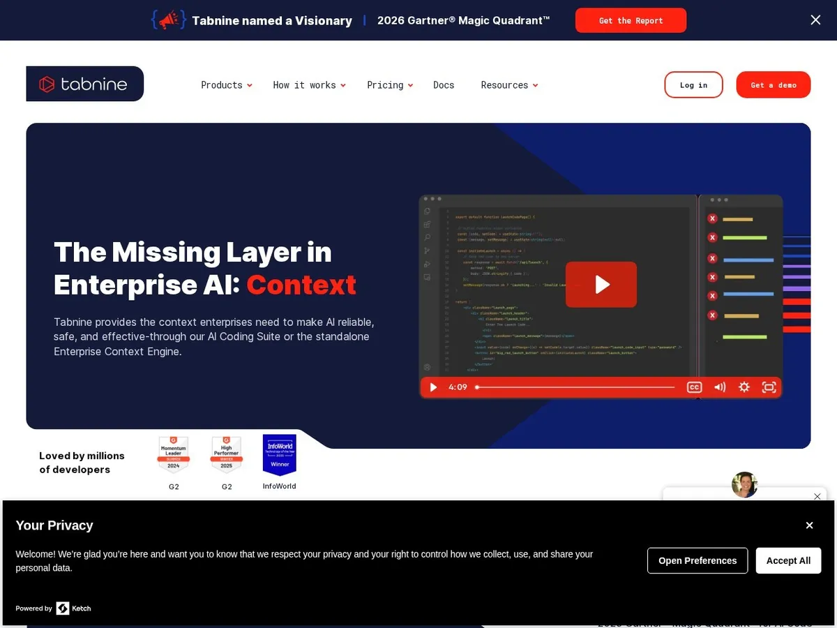 Tabnine interface
