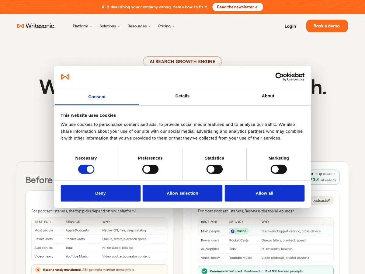 Writesonic interface