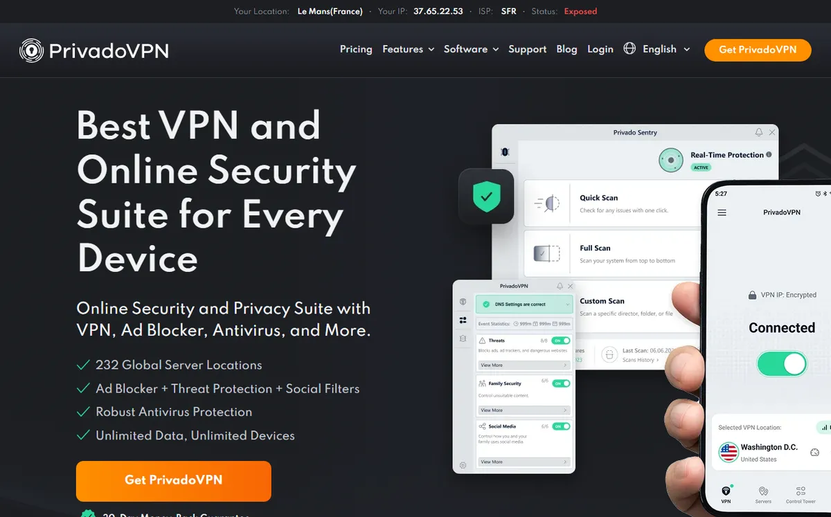 PrivadoVPN Free official website