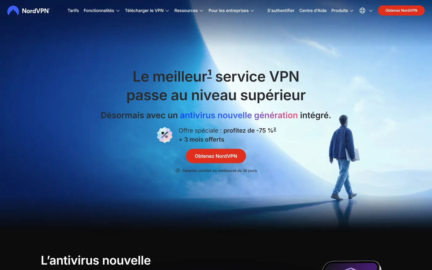 Page d'accueil de NordVPN