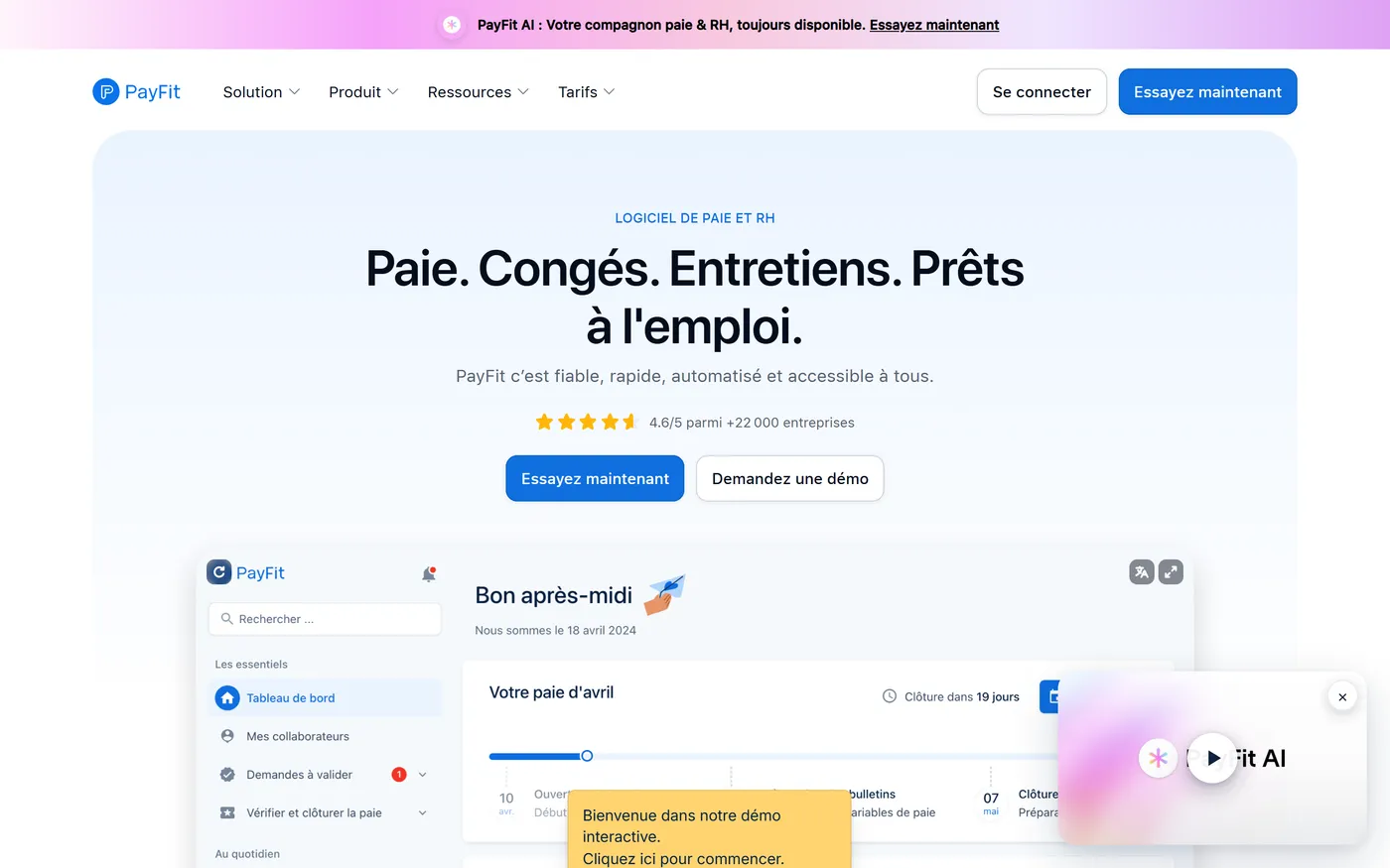 Page d'accueil de PayFit