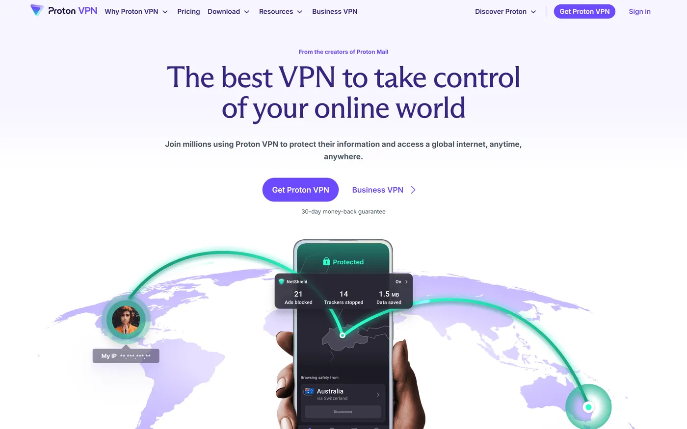 Proton VPN homepage