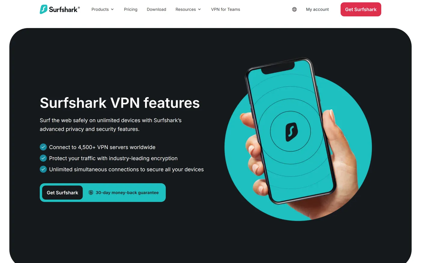 Surfshark product page