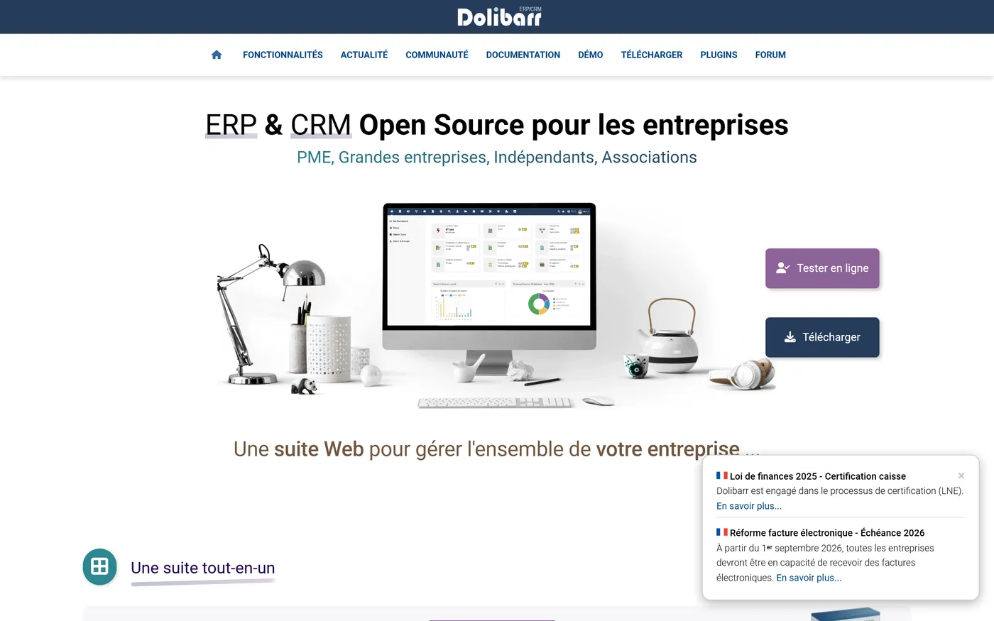 Page d'accueil de Dolibarr