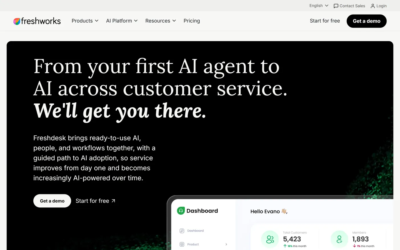 Freshdesk homepage