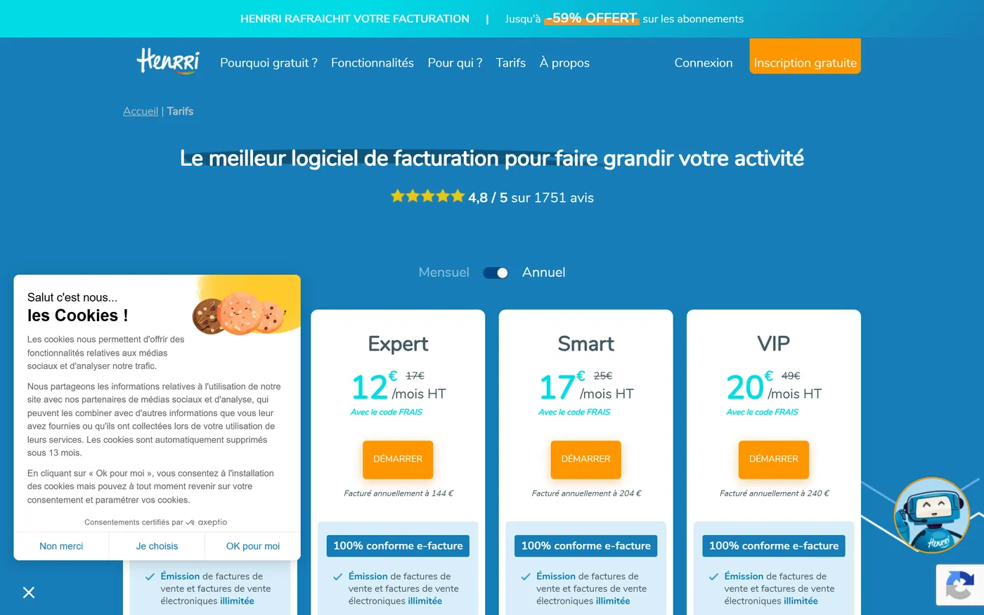 Grille tarifaire de Henrri