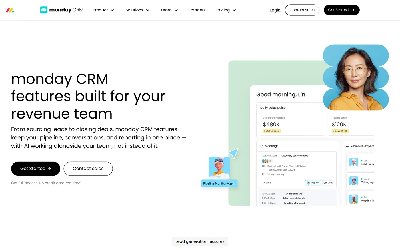 monday CRM product page