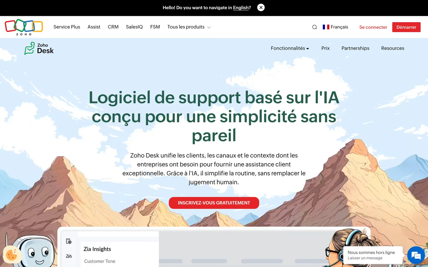 Zoho Desk homepage